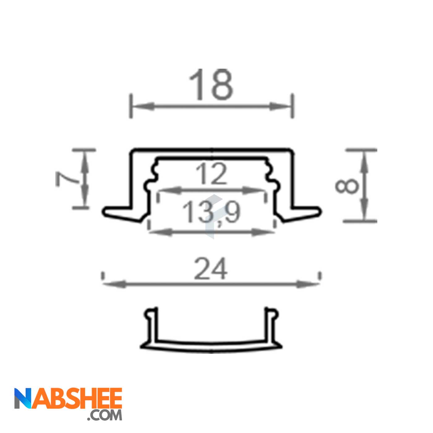 پروفیل نور خطی آلومینیومی 2 سانتی توکار کد L20W سفید + دیفیوزر رایگان