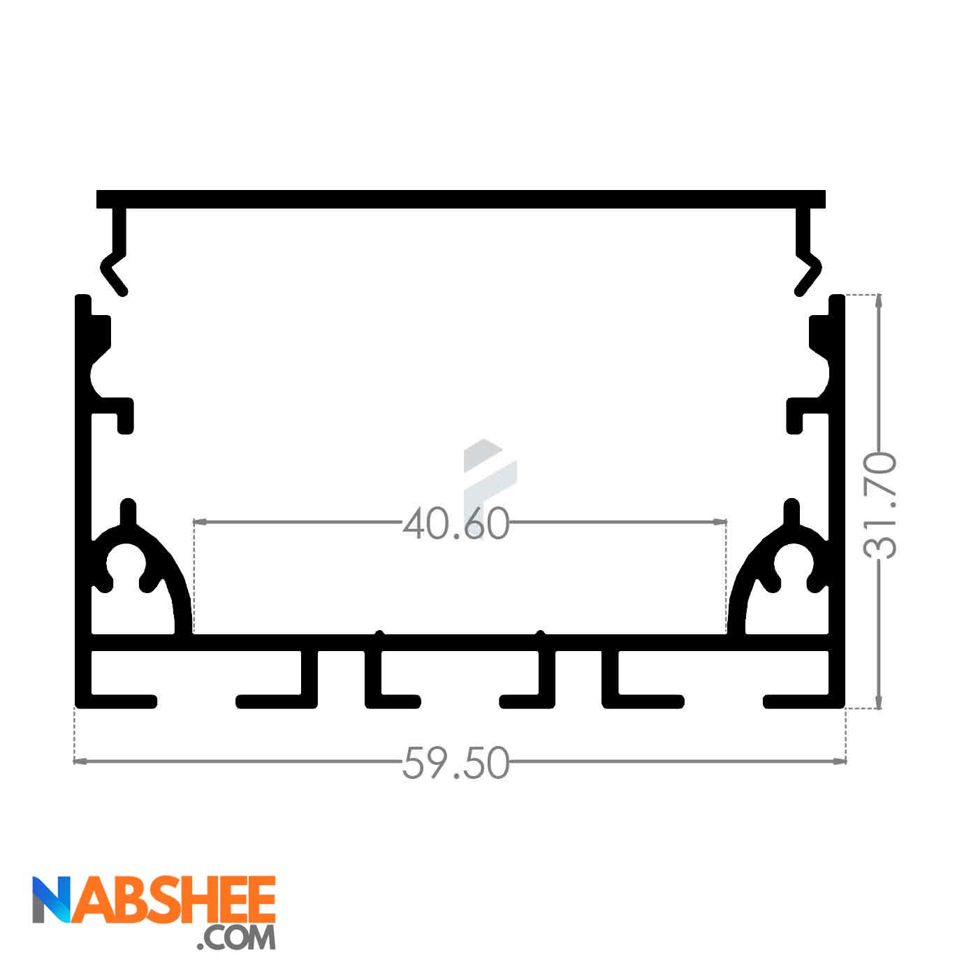 پروفیل نور خطی آلومینیومی 5 سانتی بدون لبه کد L50B مشکی + دیفیوزر رایگان