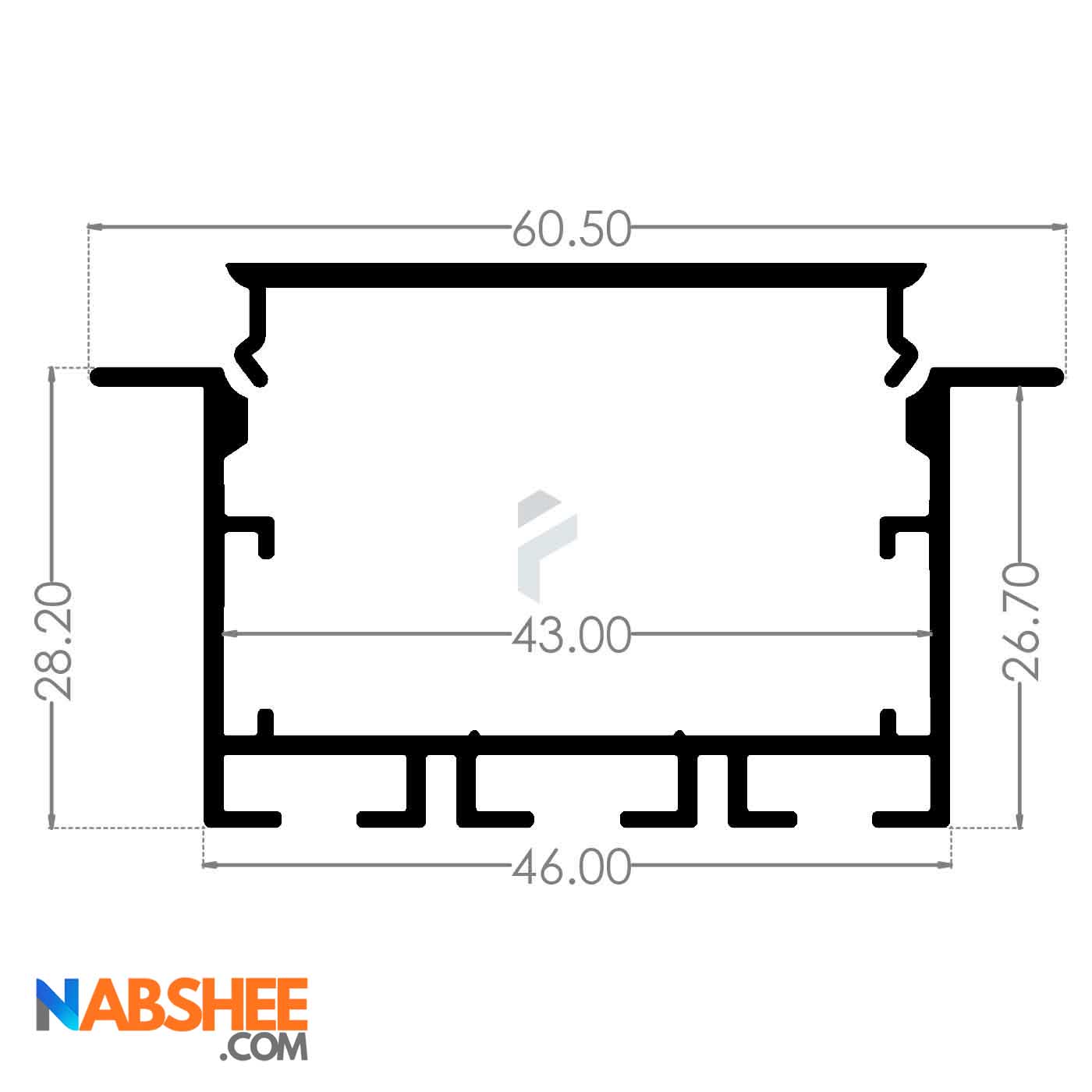 پروفیل نور خطی آلومینیومی 4/5 سانتی فنرخور کد L45B مشکی + دیفیوزر رایگان
